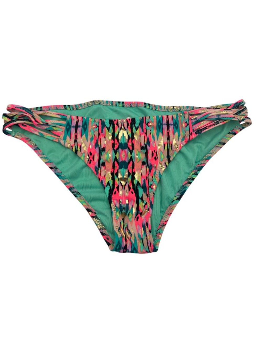Shade & Shore Bikini Bottom Small Multicolor Strappy Side Cheeky Fit Swimwear